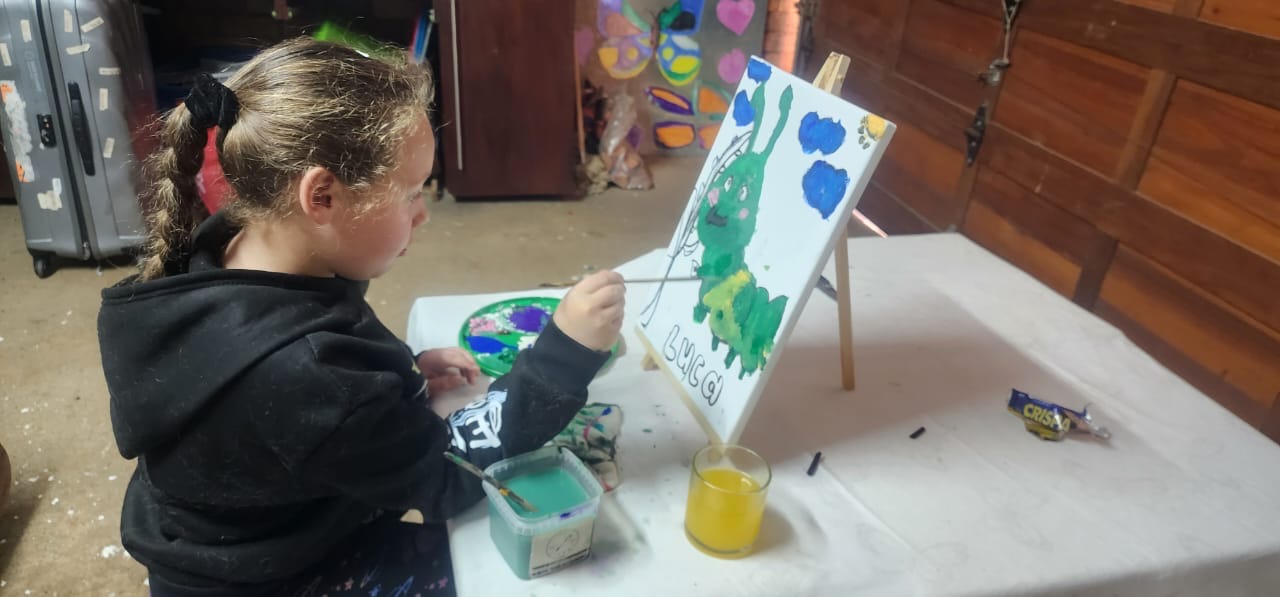 Kids creating colorful art projects